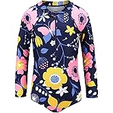 Girls One Piece Swimsuits Long Sleeve Rash Guard for Kids Girls Hawaiian Swim Shirts UPF 50+ Sun Protection