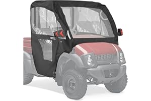 KEMIMOTO PVC UTV Cab Enclosure Compatible with Kawasaki Mule 600 610 4x4 XC SE CAMO 2005-2016 Roll Up/Down Windshield Soft Cab Canopy Cover Fit Side Mirrors Heavy Duty Cabin Enclosure Kit