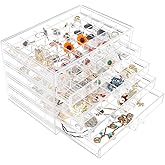 Ptaedex Jewelry Organizer Box, Acrylic Jewelry Holder Clear Jewelry Storage with 5 Drawers for Women Girls Men