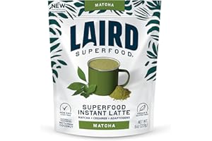 Laird Superfood Matcha Instant Latte with Adaptogens - Matcha Latte Green Tea Powder Packed with Antioxidants and Superfood Coconut Creamer - Gluten Free, Non-GMO, Vegan, 8 oz. Bag, Pack of 1