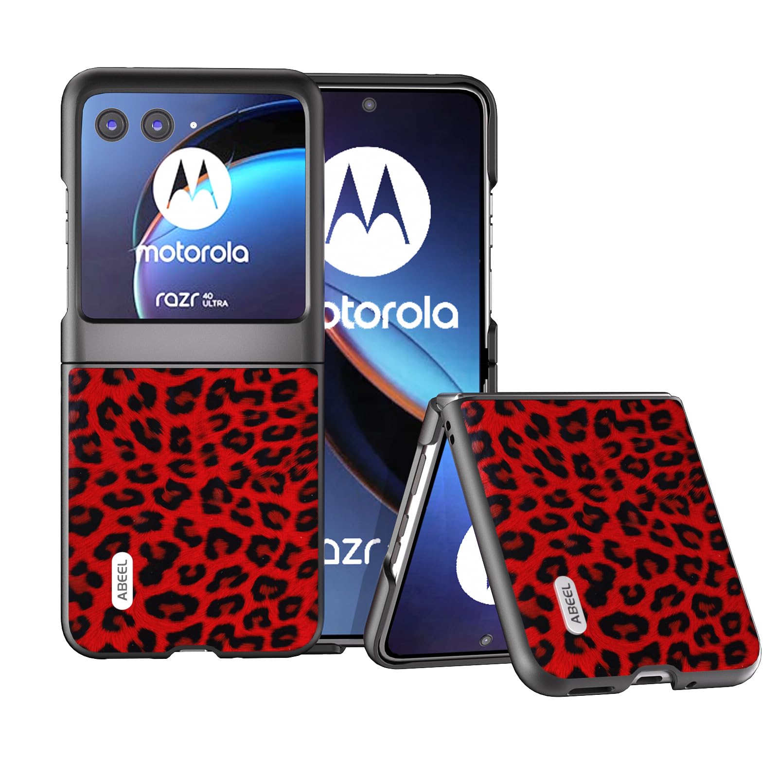 COQUE For Motorola Razr 40 Ultra phone case, folding flip leopard print phone case Motorola Razr 40 Ultra(Red)