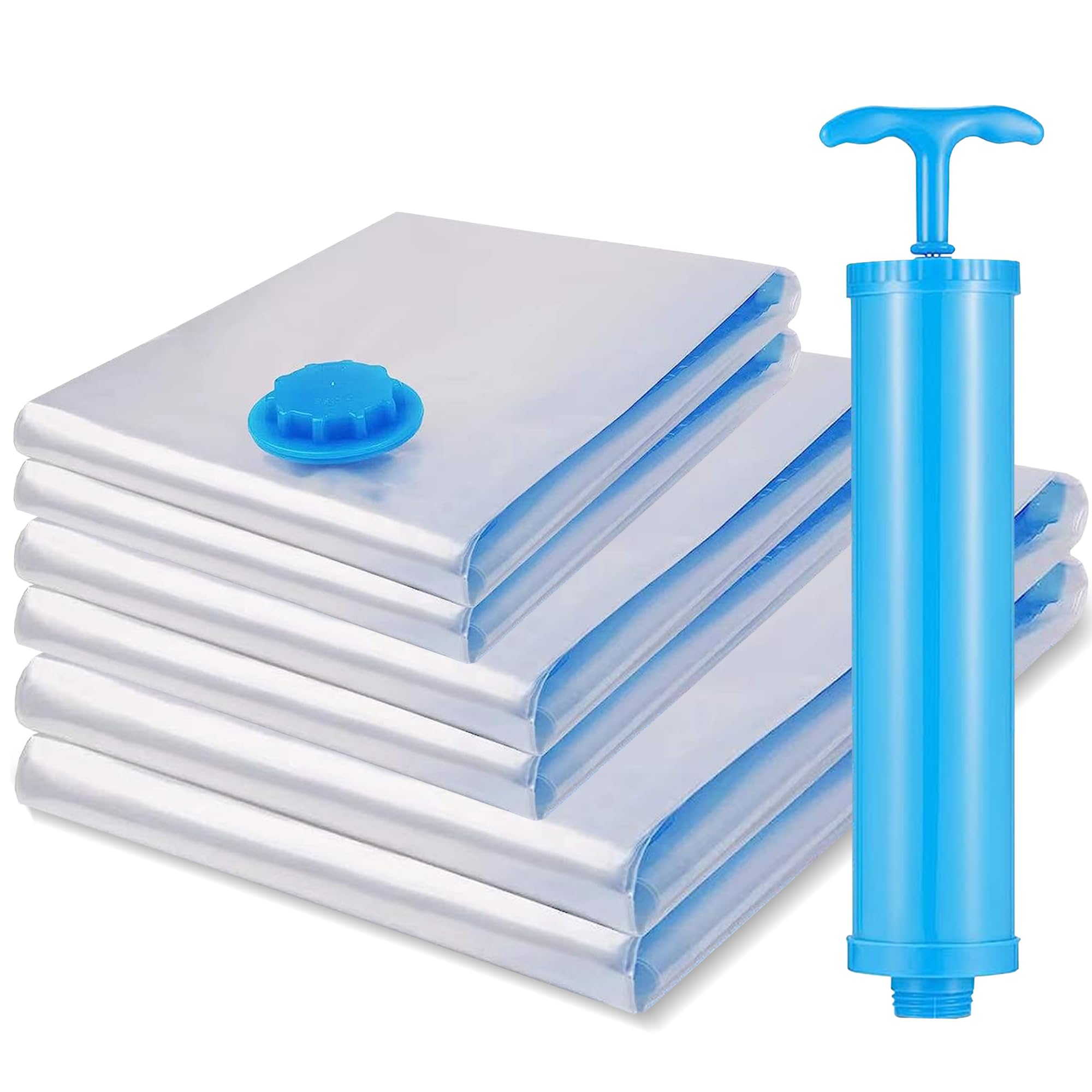 Vacuum Storage Bags with Zip and Pump - 6 pack vacuum Bags for clothes, Duvet, Pillows, Bedding, Quilts, Sweater, Suitcases (2M, 2L, 2XL)