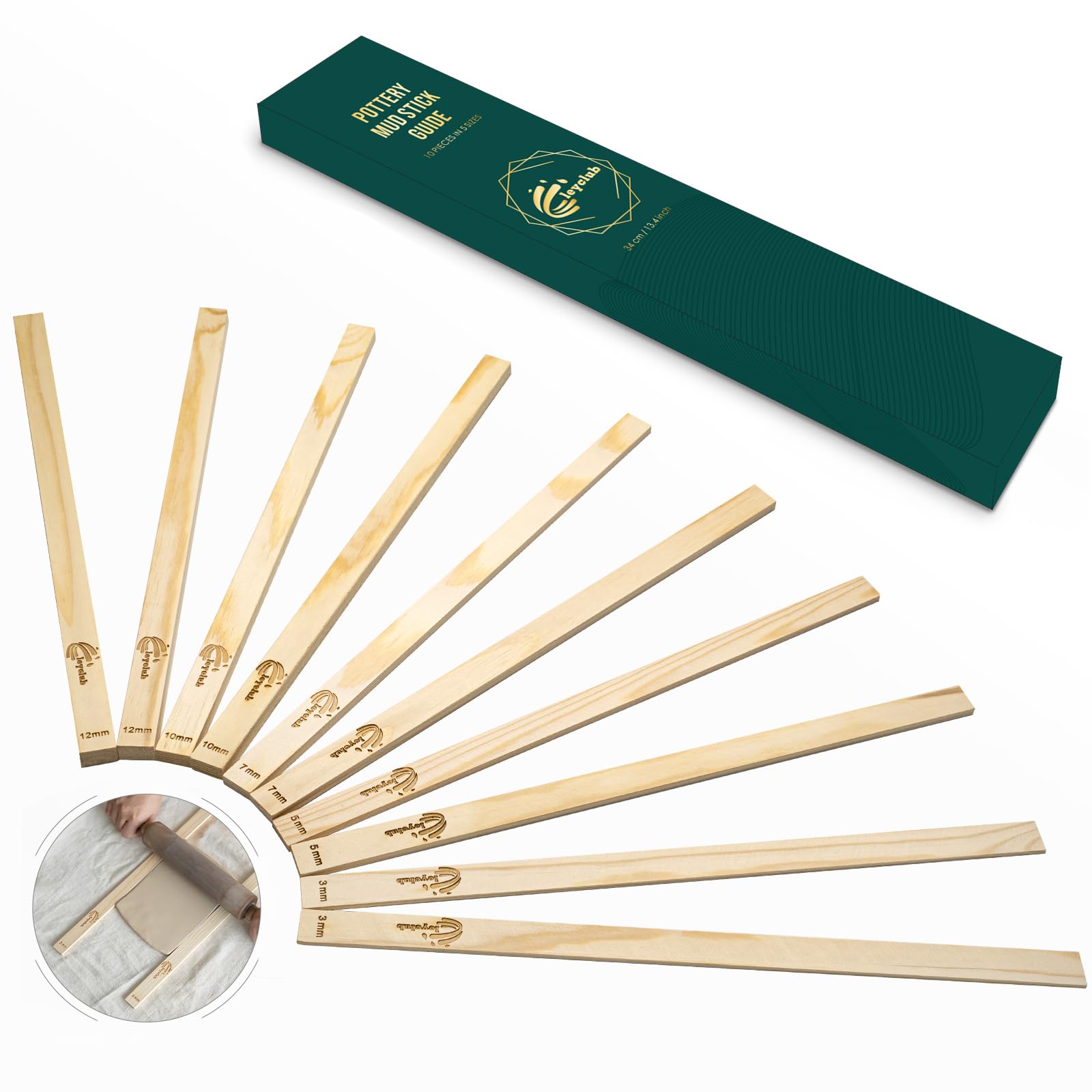 Photo 1 of 10 Pcs Pottery Rolling pin Guides, Clay Tools, 5-Size Mud Stick Guide for Precise Clay Thickness, Premium Pottery Tools for Hobbyists & Ceramic Artists