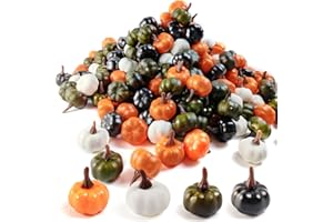 TIHOOD 20PCS Mini Artificial Pumpkins, Fall Harvest Simulation Pumpkins Decor Fake Fruit Home Decor for Halloween Thanksgiving Party Decorations (Multicolor)