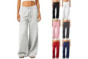 Slakkenreis Wide Leg Sweatpants Women Baggy Low Rise Sweatpants with Pockets Winter Y2K Drawstring Straight Leg Sweatpant