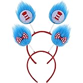 VWAERR 2 Pieces Blue Feathers Headband Red Bow Hat Costume Headband Party Costume Accessories for Adults Cosplay Party