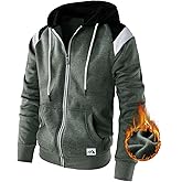 COOKFIP Men's Zip Up Color Block Hoodie Fleece Gym Workout zippered Sweatshirt Fashion Long Sleeve Hooded WIth Pocket