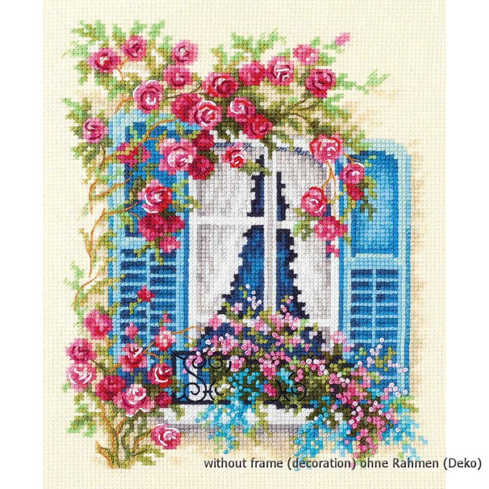 Magic Needle 74-01 ZW Blooming Window Counted Cross Stitch Kit with Zweigart Edition, Cotton, Multi-Colour, 16 x 21 cm