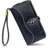 CONISY Womens Wallets Large Capacity, Multi Card Slots Clutch Long Wallet for Women with RFID Blocking (Black)