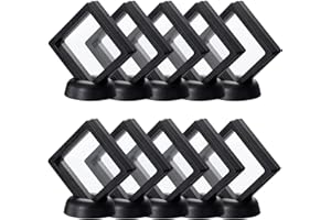 Uceoo Black 3D Floating Frames, 10 Pack 3.5×3.5×0.8”/90X90X20mm Challenge Coin Holder Coin Floating Display Frame with Base for Coin Medallions Specimen Jewelry