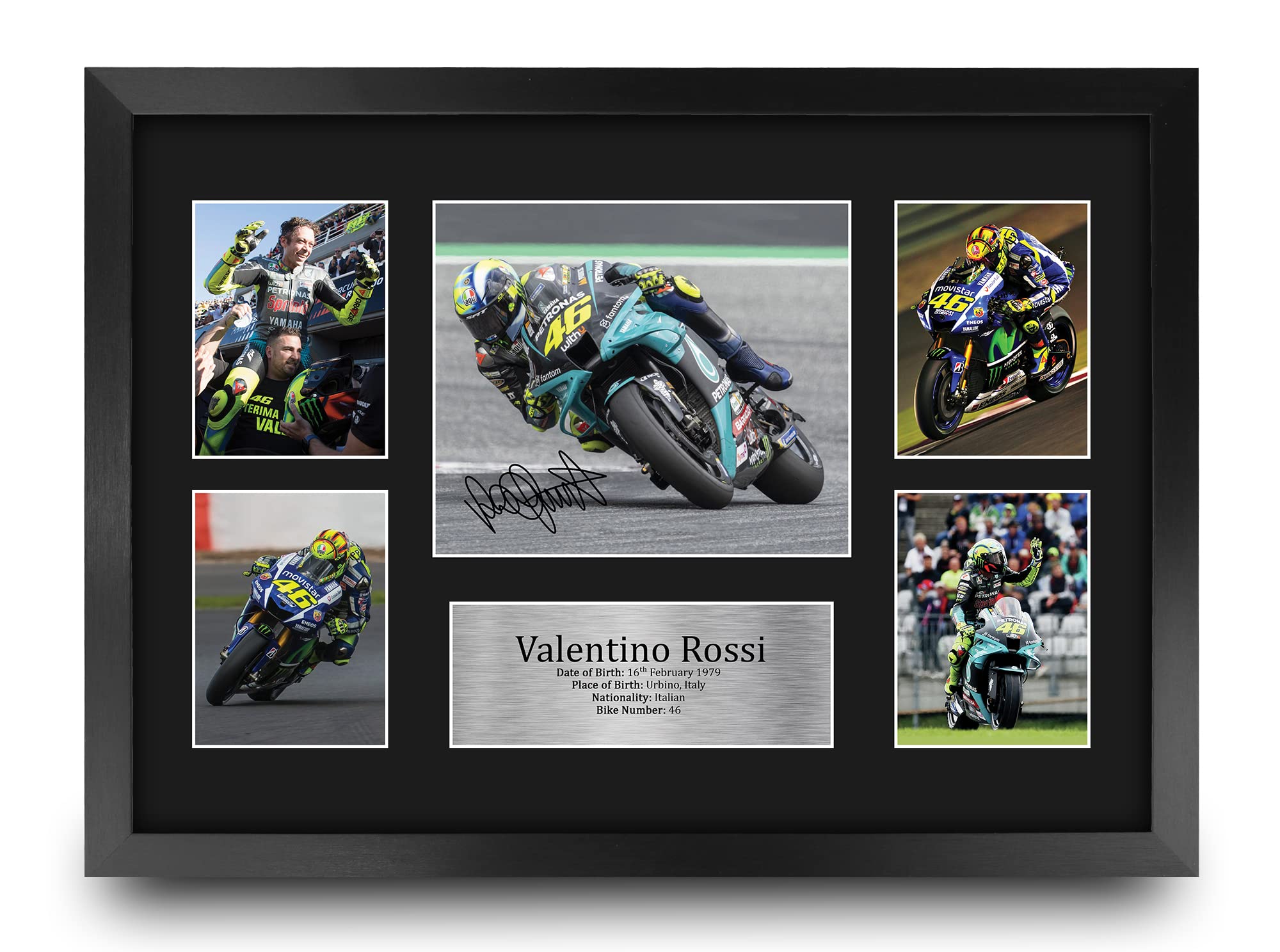 HWC Trading FR A3 Valentino Rossi Gifts Printed Signed Autograph Picture for MotoGP Racing Fans - A3 Framed
