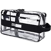 Rough Enough Clear Toiletry Bag, Large Transparent Cosmetic & Shaving Organizer with Handle, Sturdy PVC Travel Bag for Men & Women
