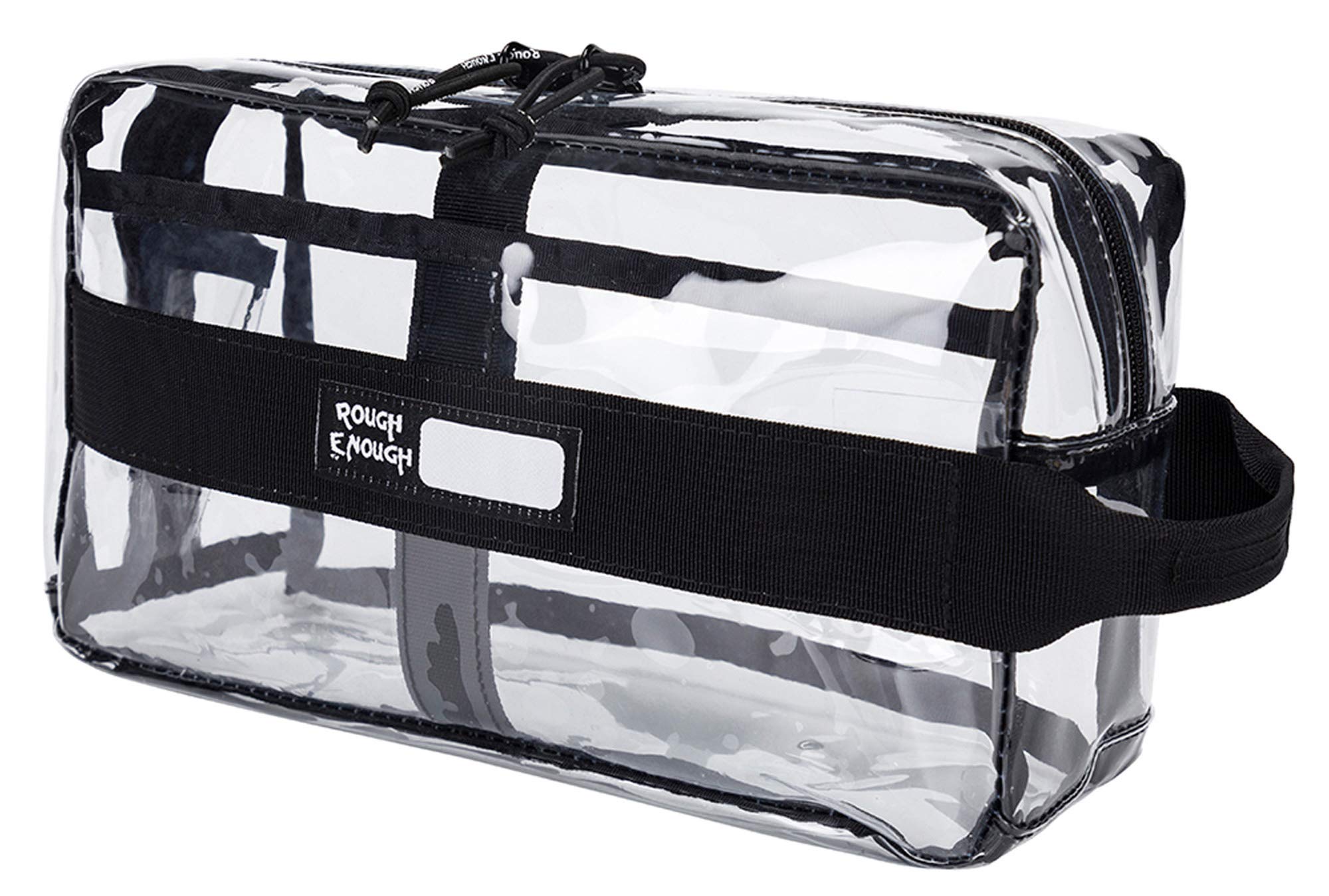 Rough Enough Clear Cosmetic Toiletry Makeup Bag For Women Men Travel Toiletries Organiser Storage with Handle Zip in Black