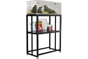 PrimeZone 20 Gallon Fish Tank Stand - All Metal Heavy Duty Aquarium Stand for Accessories Storage, 2 Tier 24.8" L x 9.2" W x 31.1" H Reptile Turtle Terrarium Stand, 440LBS Capacity, Black