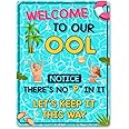 Swimming Pool Sign - Welcome to Our OOL Metal Tin Sign, Notice There Is No P in It, Funny Don’t Pee in Pools, Metal Sign Retr