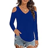 Elesomo Womens Cold Shoulder V Neck Tshirt Short Sleeve Summer Tops