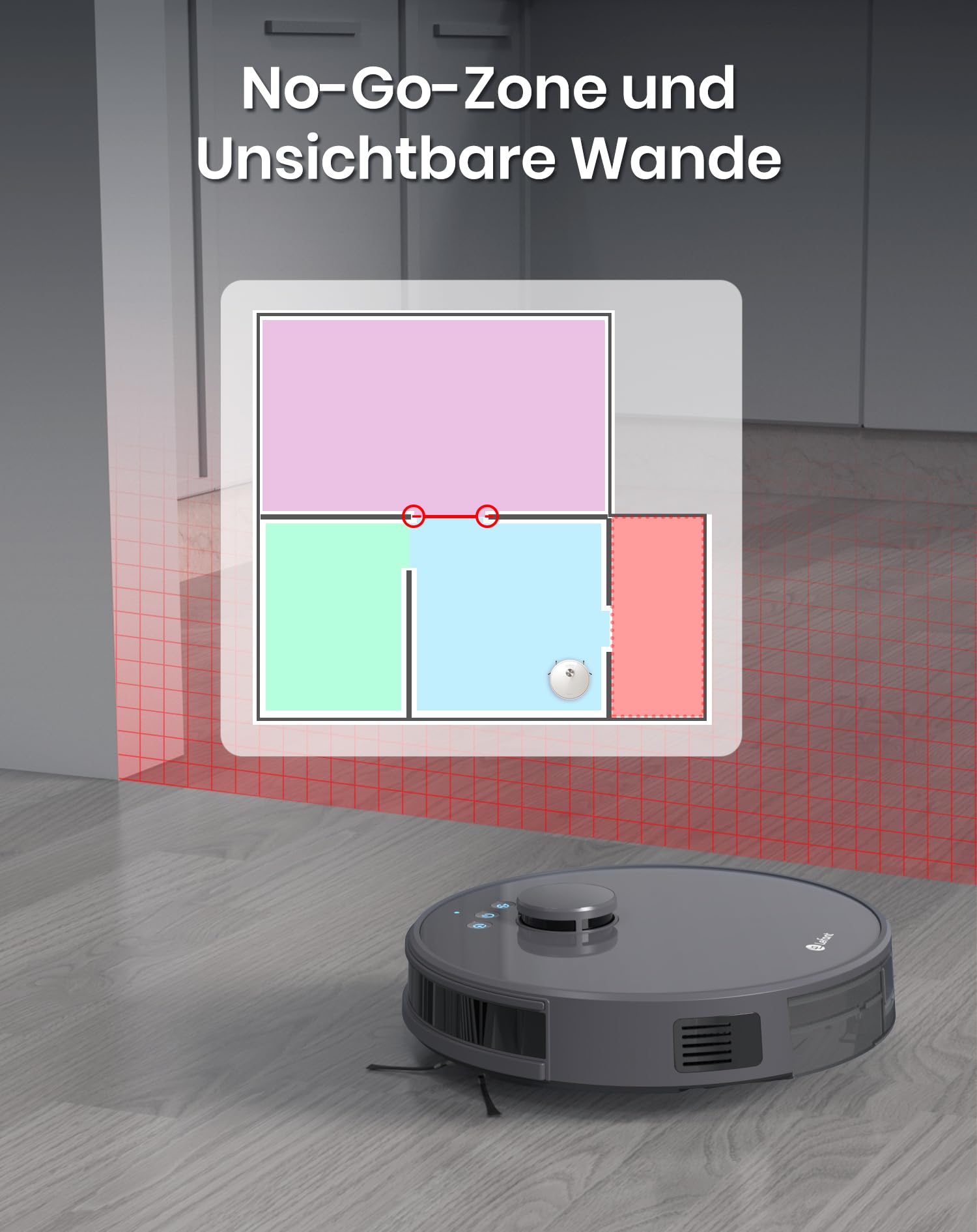 LEFANT Staubsauger Roboter, Saugroboter mit No-Go-Zonen 5500Pa Saugleistung 200min Laufzeit, Mehrstufiges Mapping, Saug und Wischroboter für Tierhaare, Teppiche und Hartböden 2