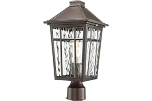 Darkaway Large Outdoor Post Lights Lamp Post Light Fixture, 17inch Waterproof Aluminum Housing with Water Ripple Glass, Fence Post Deck Lighting for Garden Patio Pathway