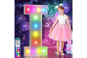 imprsv 4FT Colorful Marquee Light Up Letters I, 18 Colors Light Up Letters Alphabet Sign with Remote, One Letters First Birthday, Large Letters for Birthday Engagement Anniversary Wedding Party Decor