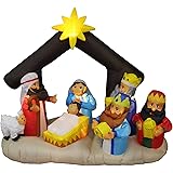 6 Foot Long Christmas Inflatable Nativity Scene with Three Kings Party Decoration Lights Outdoor Indoor Holiday Decorations, 