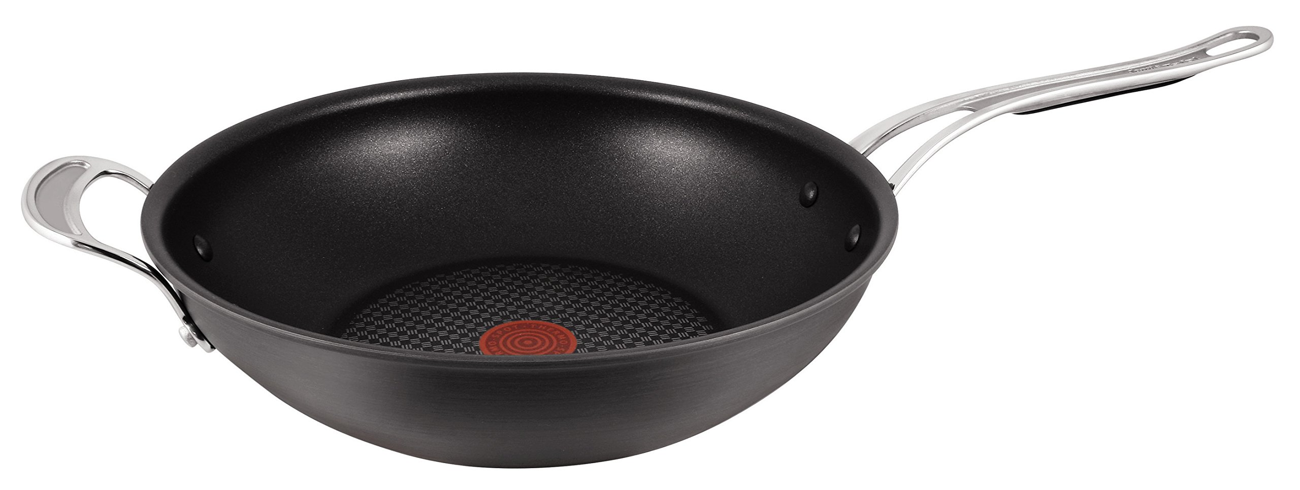 Tefal by Jamie Oliver Premium Cast Aluminium Wok E21188, 30 cm, Titanium Pro Non-Stick Coating, Thermo-Spot Temperature Indicator, Pouring Aid, Low-Fat, Suitable for Induction Cookers