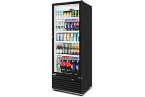 Velieta Commercial Beverage Refrigerator, 24.5 Inch 15 Cu. Ft. Drink Fridge, Display Refrigerator with Glass Door, Commercial Display Fridge with 4 Adjustable Shelves, for Shops, Restaurants, Bars
