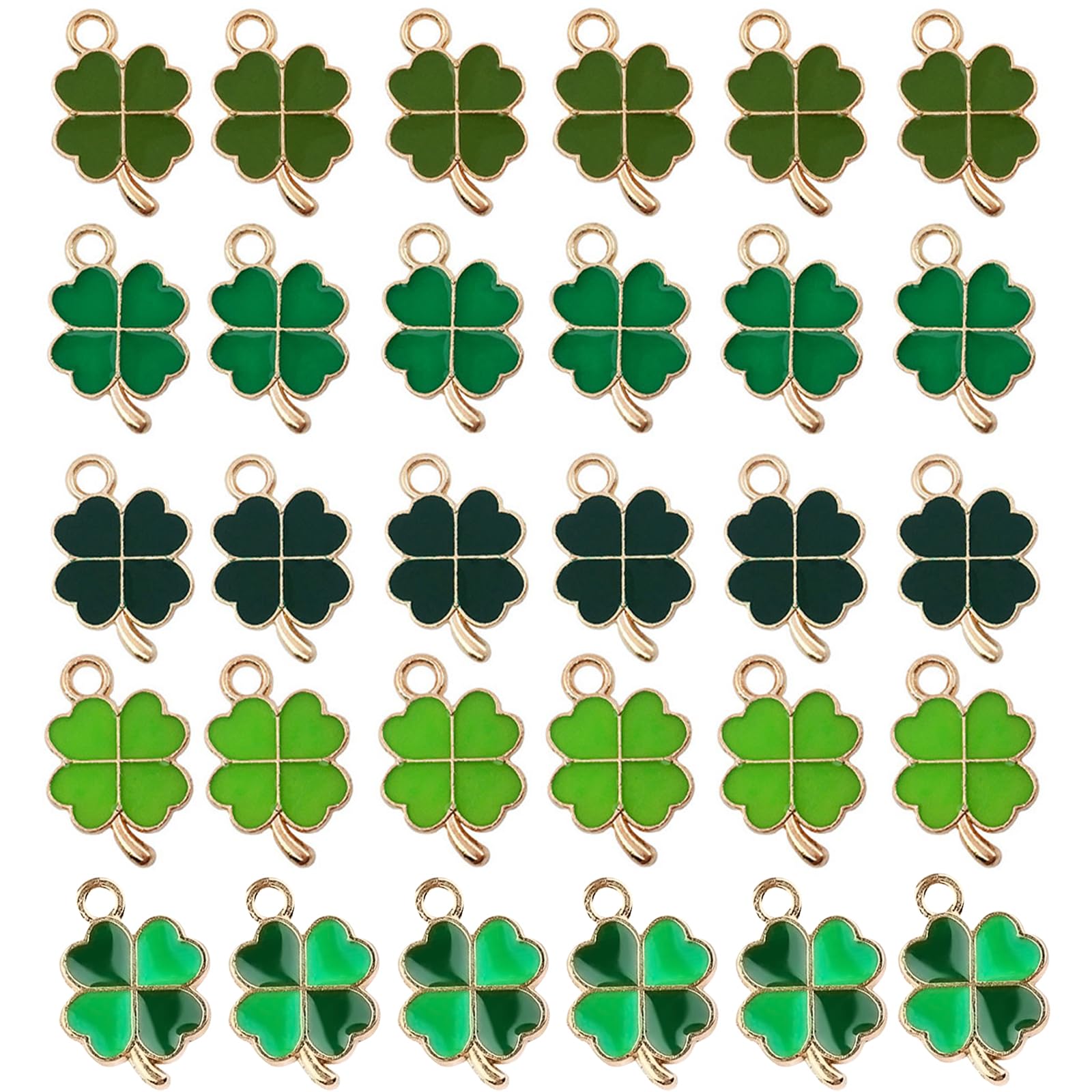 CharmBurst 40 Pieces Lucky Charms Pendant, Metal Four-Leaf Clover, St. Patrick's Day Decoration, DIY Craft Supplies, Lucky Charm Necklaces and Bracelets Small Pendants