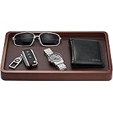 ProCase Wooden Valet Tray for Men, Wood Catch-All EDC Organizer, Nightstand, Entryway Bedside Dump Holder, for Wallets, Keys, Watches, Phones, Loose Change, Trinkets -DarkBrown