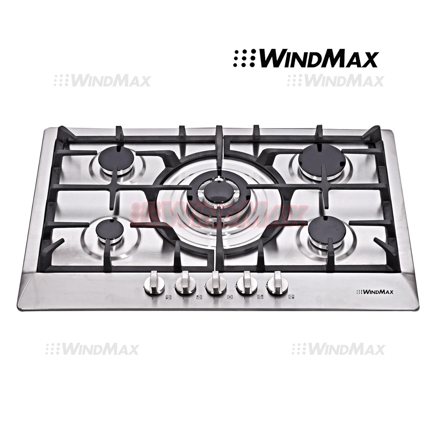 Windmax New 30 inch Stainless Steel 5 Burner Built-In Stoves NG LPG Gas Cooktop Cooker