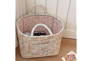 1PC Floral Storage Basket for Home Use, Fabric Tote Bag for Organizing, Large Capacity Miscellaneous Basket, Flower-Patterned