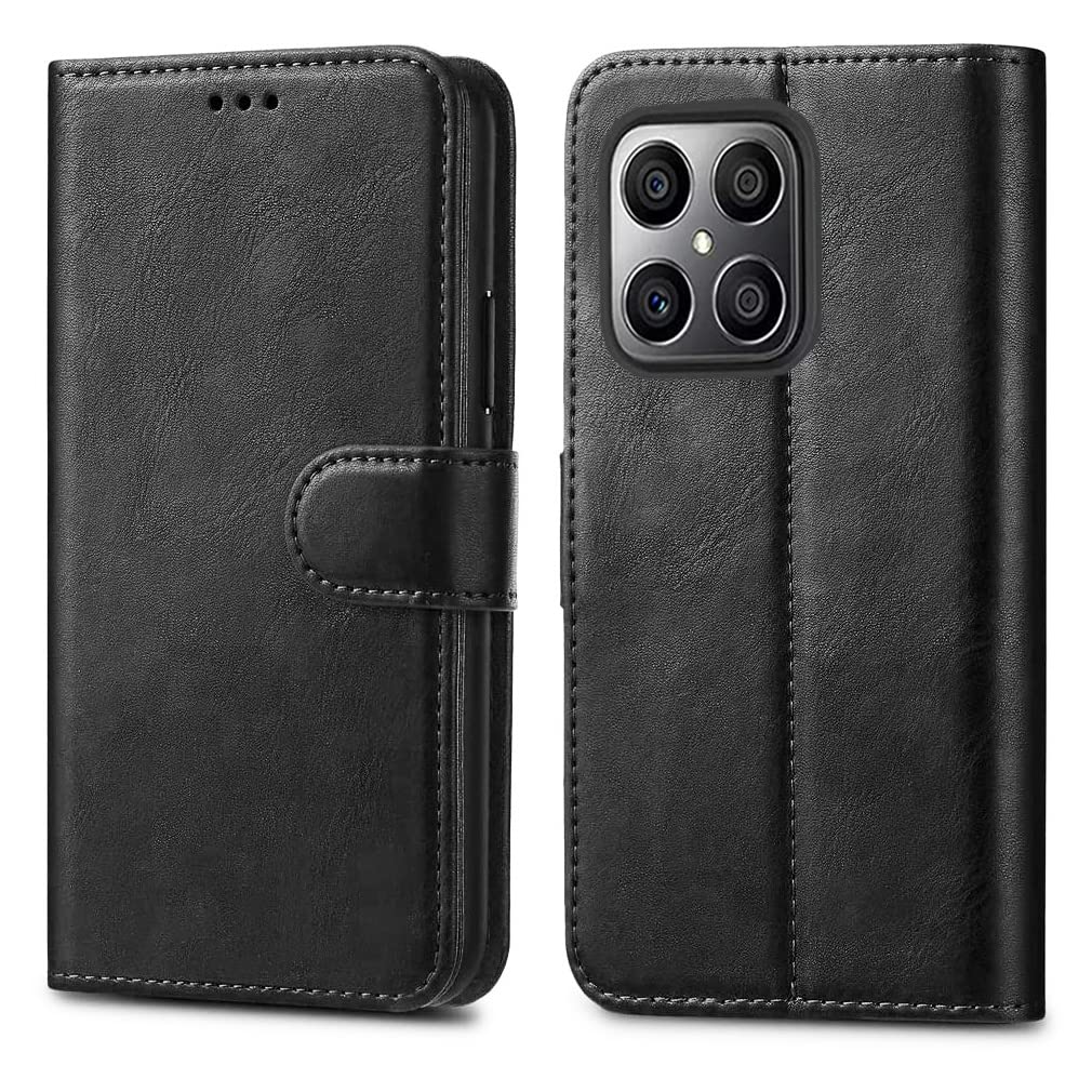 GAPlus PU Leather Flip Cover Wallet Case For Honor X6 / Honor 70 Lite Card Holder Magnetic Kickstand Black — image 1