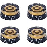 XIYANGJUAN 4Pcs Electric Guitar Knobs Gold Black Speed Volume Tone Control Knobs for Les Paul Strat Style Guitar Bass Parts Replacement