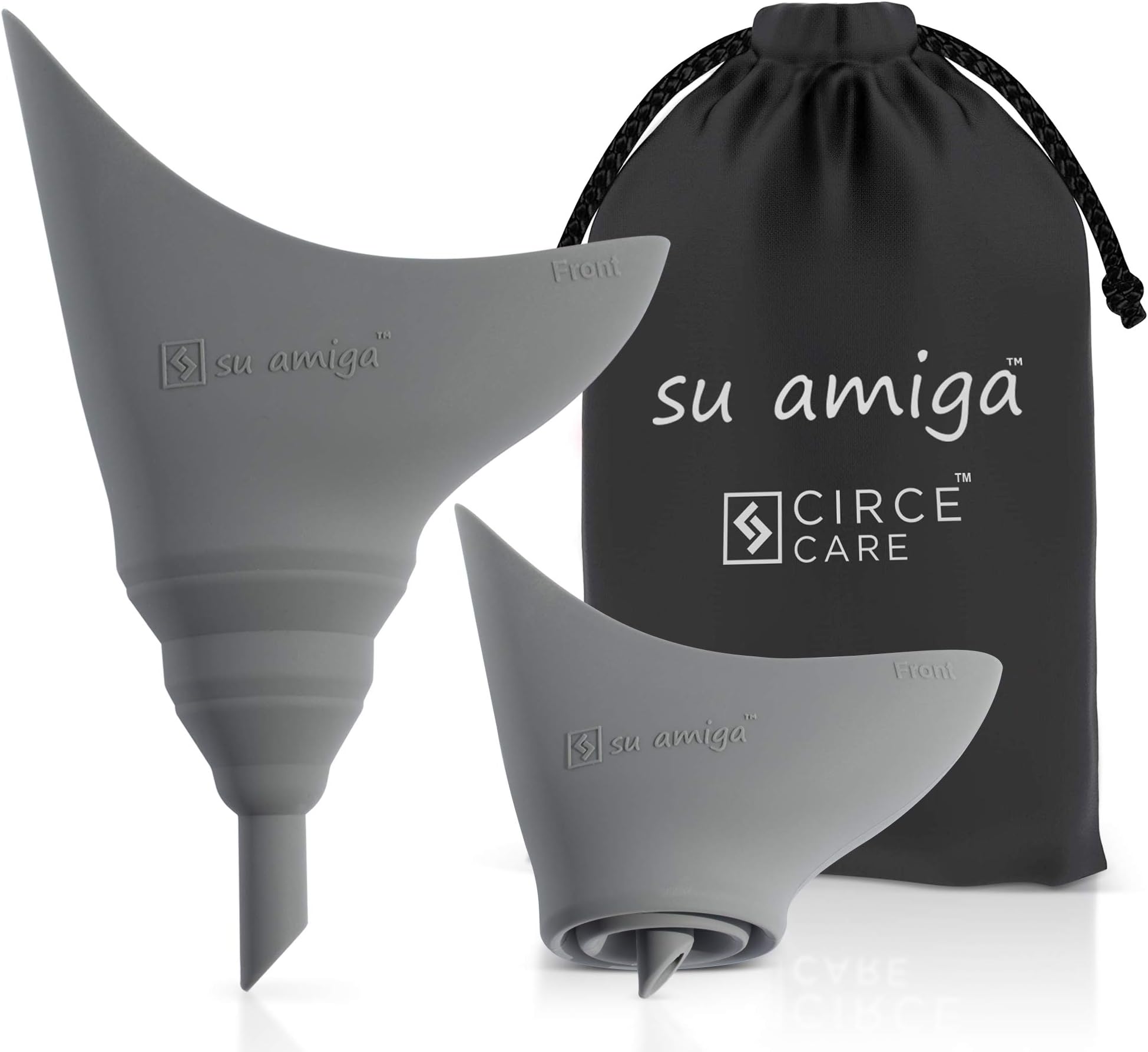 Su Amiga Collapsible Silicone Female Urination Device with Carry Bag;Reusable,Compact,Discreet Pee Funnel for Women to Pee Standing Up;Lightweight Portable Urinal for Outdoor Activities