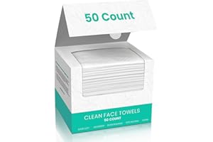 ONLYCARE Disposable Face Towel, Biodegradable Face Towels, 10" x 12" Super Thick Soft Facial Towels, 50 Count Face Towelettes Disposable for Sensitive Skin, Makeup Remover Dry Wipes, 1 Pack