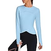 BMJL Womens Workout Tops Black Long Sleeve Shirts Fall Yoga Hiking Tshirts Cute Crop Tops Gym Thumb Hole