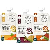 Serenity Kids 7+ Months Bone Broth Baby Food Pouches - Organic Veggies & Meat Blends for Toddler Food - High-Protein Savory Puree for Toddler Meals - No Added Sugar Baby Snacks - 3.5 Oz, 6 Pack