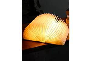 ZBOLE 4.7 Inch Wooden Book Lamp, Book Lovers Gifts, Warm Light, Folding Book Light, LED Ambient Lighting, Magnetic Mood Lighting for Home&Library Decor (Warm)