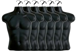 6 Pack Male Mannequin Torso, Dress Form Tshirt Display Countertop Hollow Back Body S-M Clothing Sizes (Black)