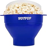 The Original Hotpop Microwave Popcorn Popper, Silicone Popcorn Maker, Collapsible Bowl BPA-Free and Dishwasher Safe- 20 Colors Available (Blue)