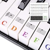 Piano Keyboard Stickers, Removable Piano Keyboard Note Labels Key Sticker 88/76/61/54/49/37 Keys Color Letters for Beginners 