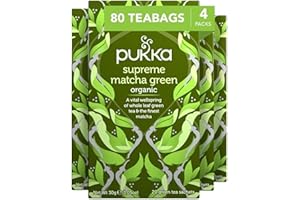 Pukka Supreme Matcha Green Organic Herbal Tea, Energizing Infusion Organic Tea Selection, With Matcha Powder, Ideal For Daily Vitality, Caffeine Free, 80 Total Bags (20ct - Pack of 4)