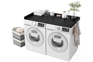 ZYKZYK Washer Dryer Countertop – 54 x 27.6 Non-Slip Laundry Topper for Front-Load Washers & Dryers | Metal Hooks & Edge Rails | Includes 2 Storage Baskets for Organization