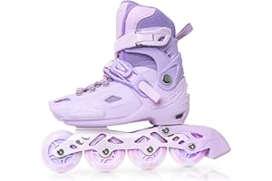 LIRENGUI Inline Skates for Little Boys, Adjustable Inline Skates for Children, Kids Inline Skates with All Lighting Wheels for Indoor and Outdoor Sports, Black