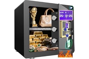 1.5 Cub Security Safe with Digital Keypad & Alarm System - Electronic Lock Box for Jewelry Cash with Adjustable Shelves - Inc