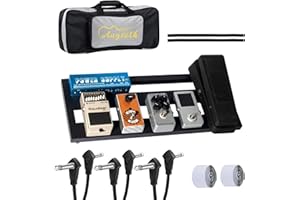Augioth guitar pedal board -Super light aluminum effects pedalboard with bag – 20" x 8"×1.2” Compact design, durable & portable, easy cable management – perfect for guitar & bass effects pedals