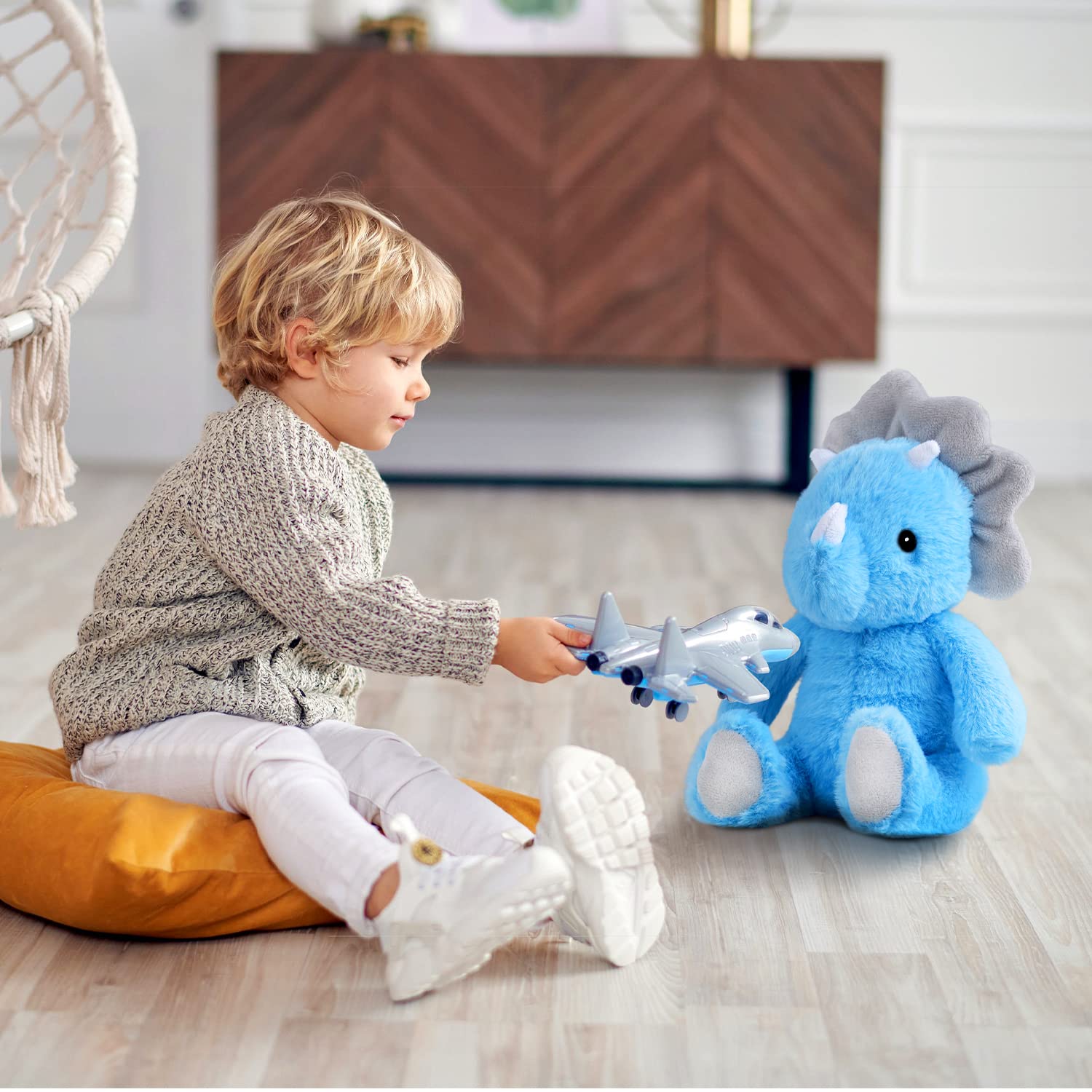 VANLINNY Blue Dinosaur Stuffed Animals, 9