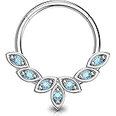 OUFER Septum Rings 16G, 316L Stainless Steel Septum Rings Hoops, Cluster CZ Hinged Segment Daith Helix Piercing Jewelry For Women And Men