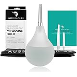Clear Non-Toxic Enema Bulb - 7oz Anal Douche Kit (BPA & Phthalates Free) for Home Water + Coffee Colon Cleansing, Detox and Constipation Relief. Stainless Steel Tip with Bonus Storage Bag.