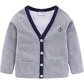 Mud Kingdom Boys Cardigan Sweater Cotton Knit V-Neck Outerwear 2-8 Years Embroidered Casual Jacket