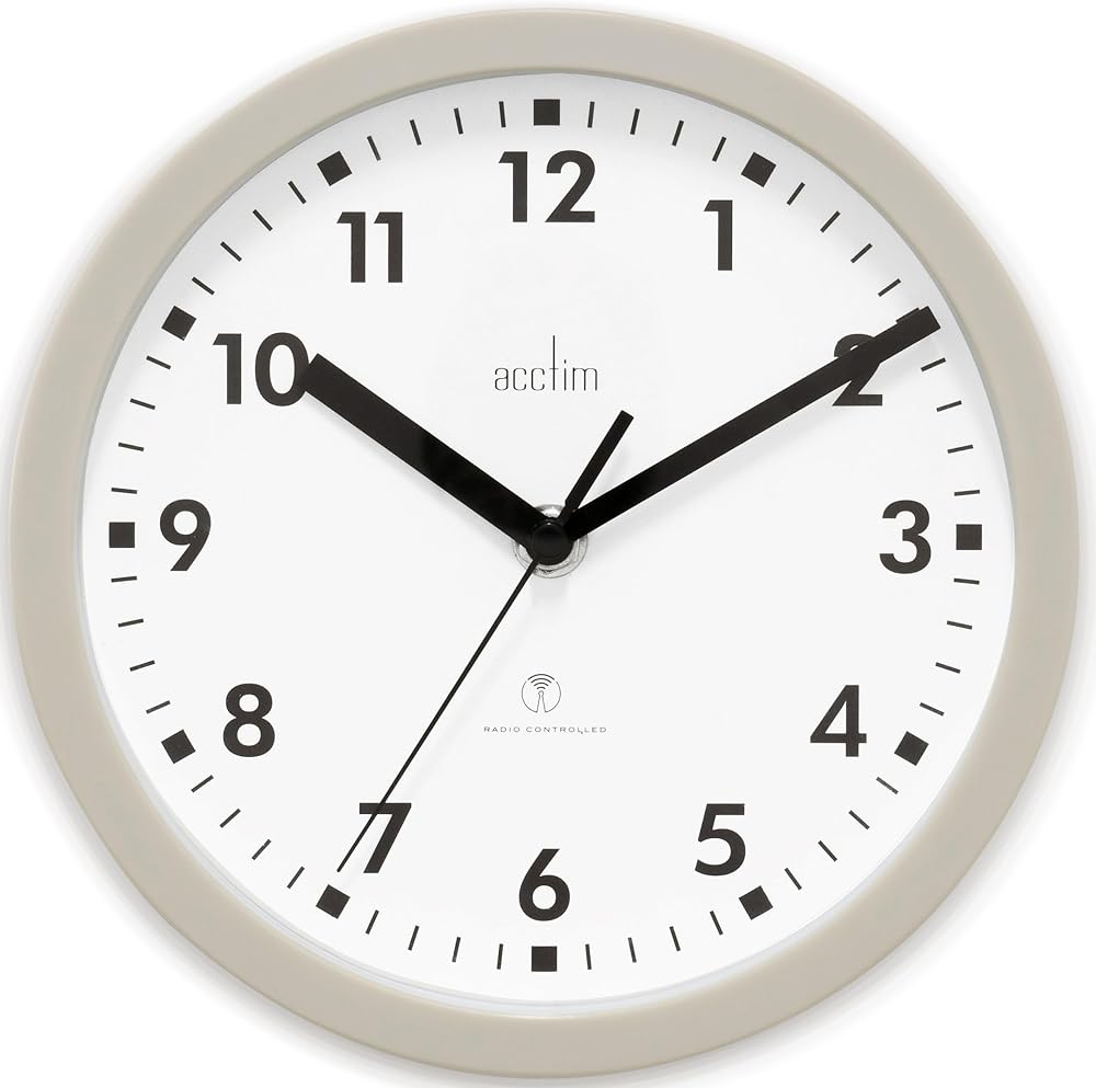 Acctim Nardo 20cm Radio Controlled Wall Clock Grey UK Model
